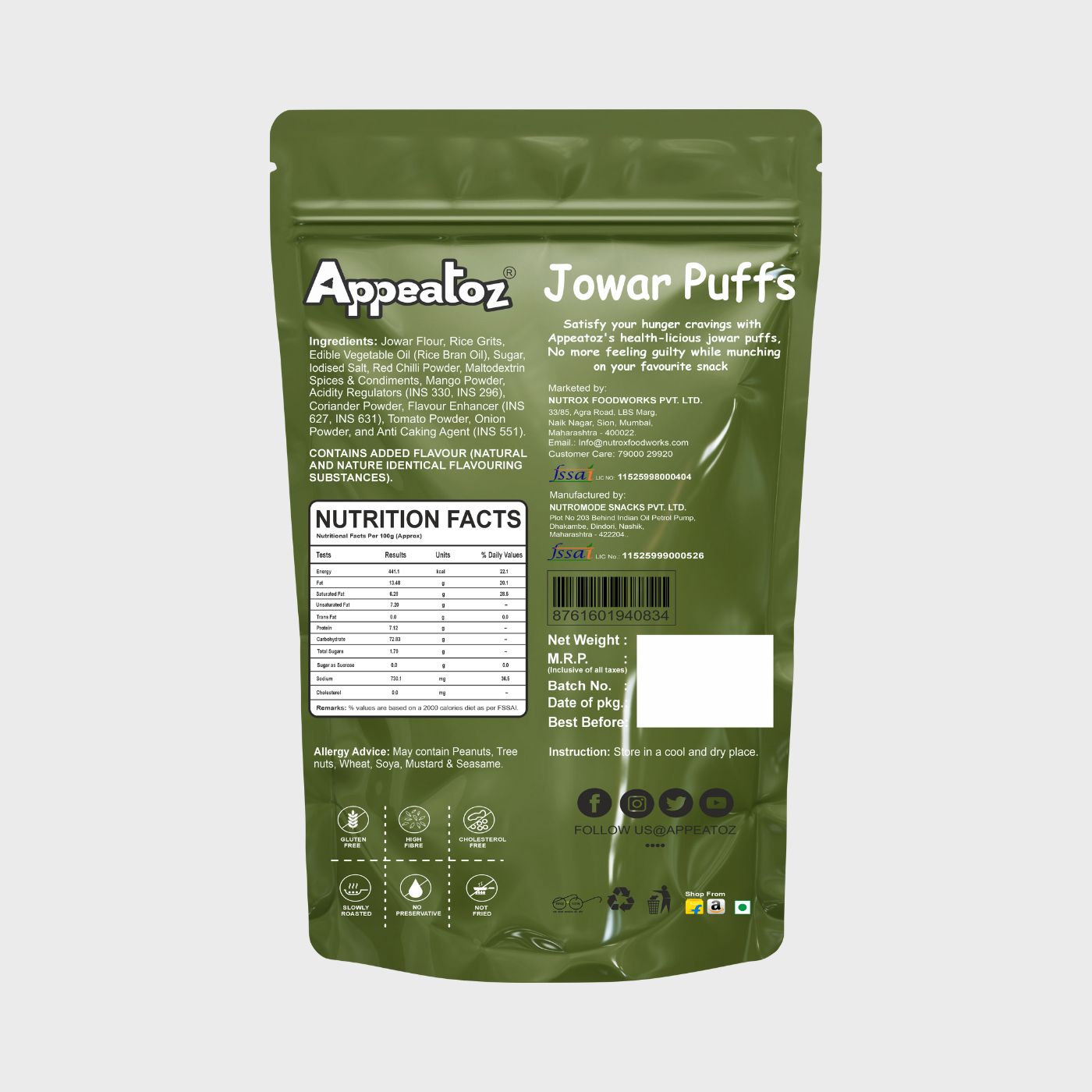 Appeatoz Magic Masala Masti Jowar Puffs 70g