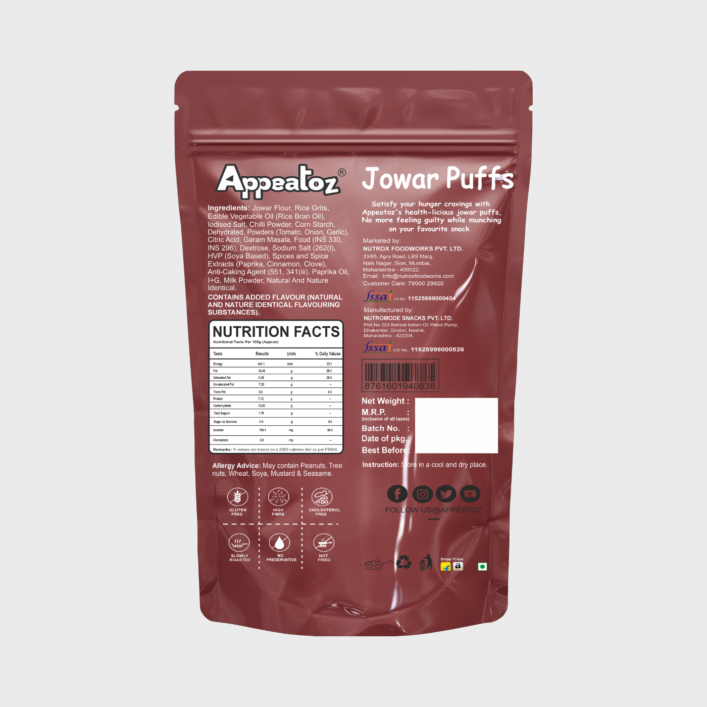 Appeatoz Tangy Tomato Jowar Puffs 70g