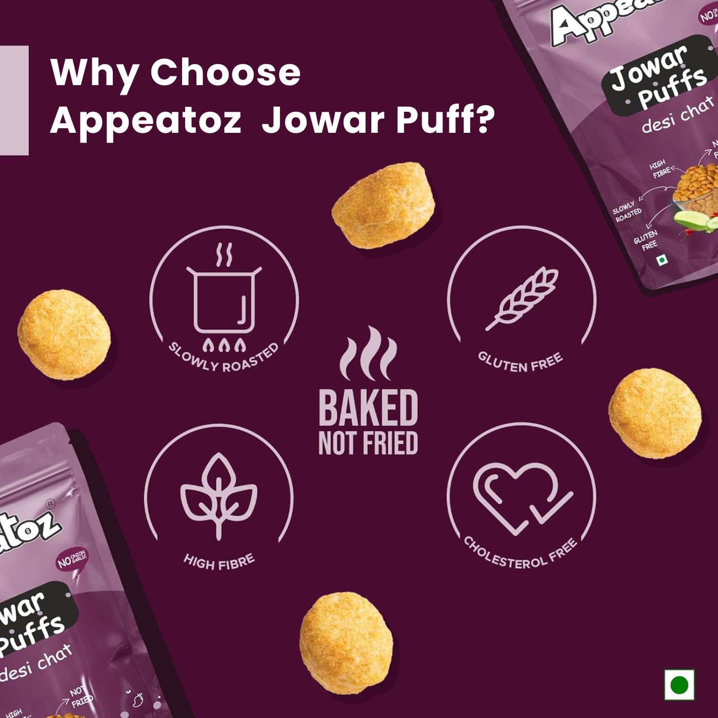 appeatoz desi chat jowar puffs baked not fried gluten free high fibre
