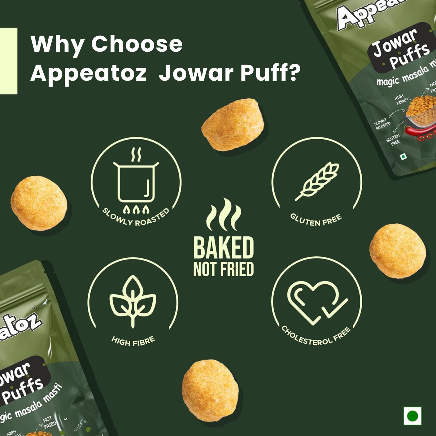 appeatoz magic masala masti jowar puffs baked not fried gluten free high fibre
