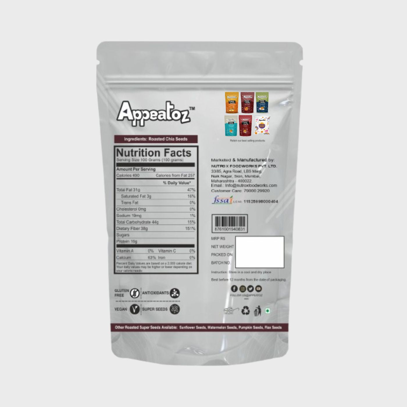Appeatoz Roasted Chia Seeds 100g