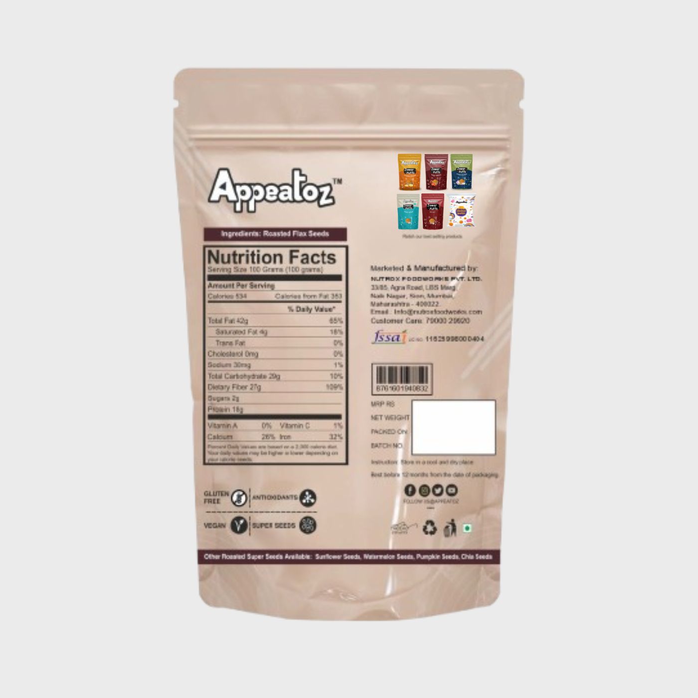 Appeatoz Roasted Flax Seeds 100g