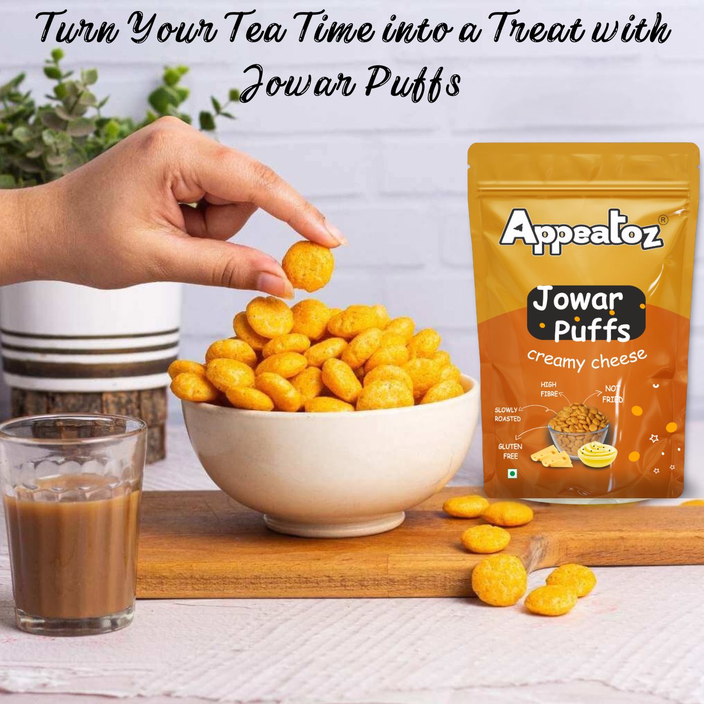 jowar puffs creamy cheese flavor with tea