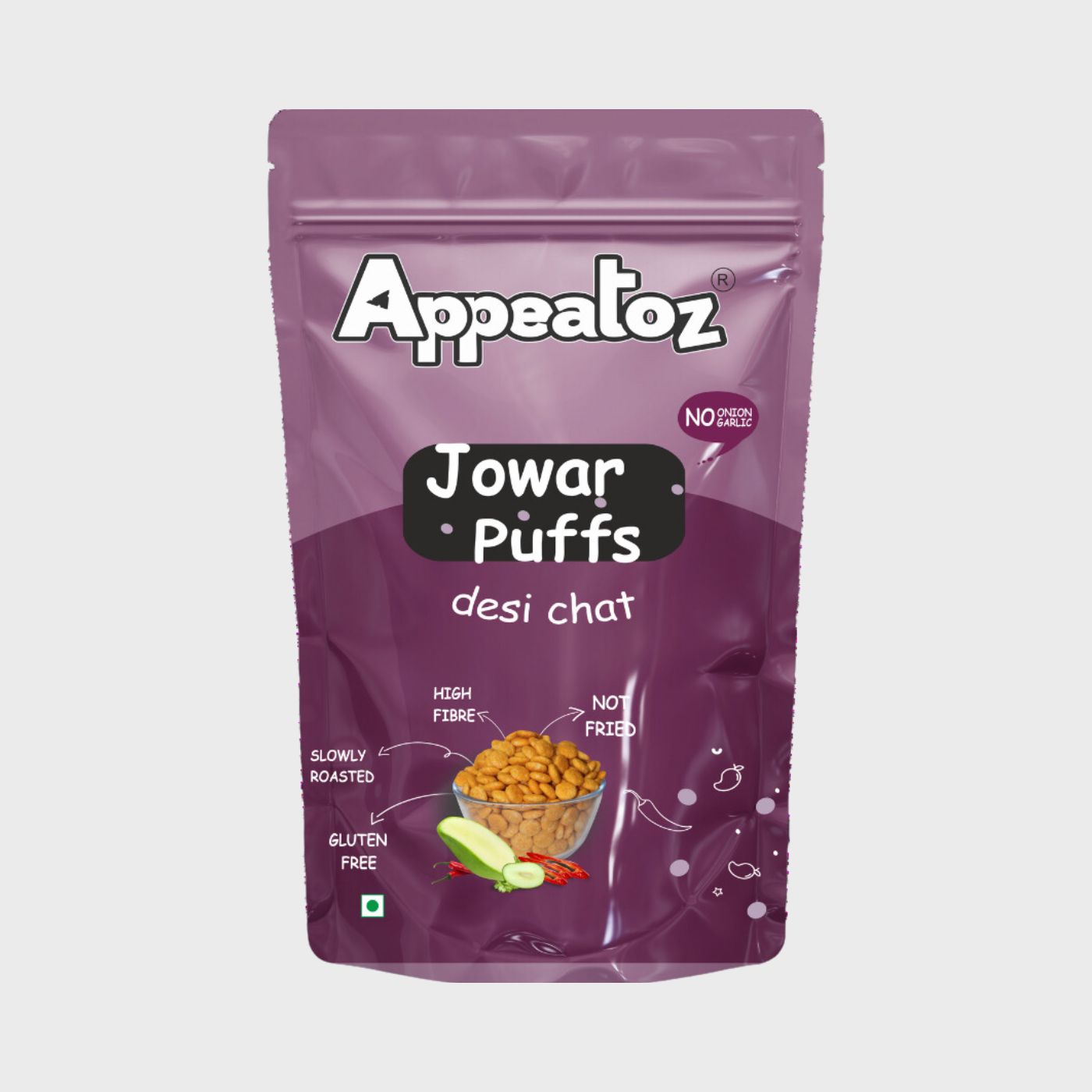 jowar puffs desi chat front view showing packaging and flavor