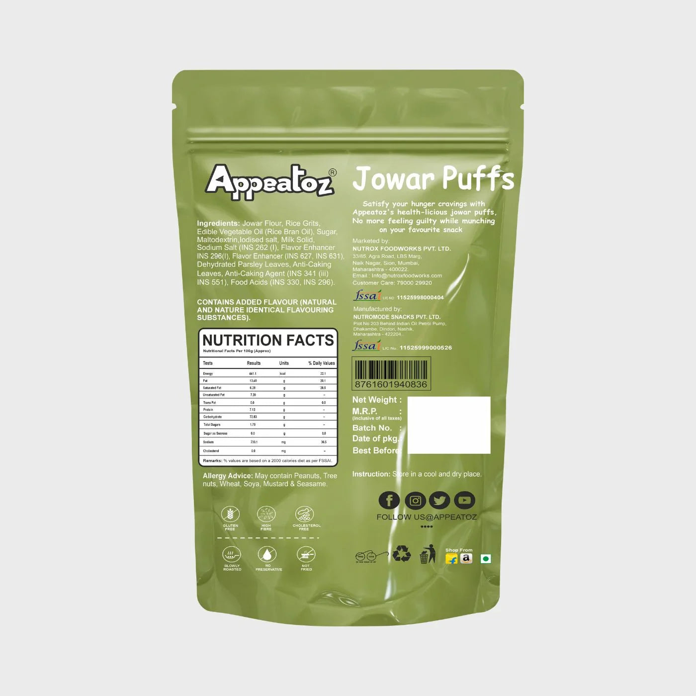 Cream and Onion Jowar Puffs 70 g