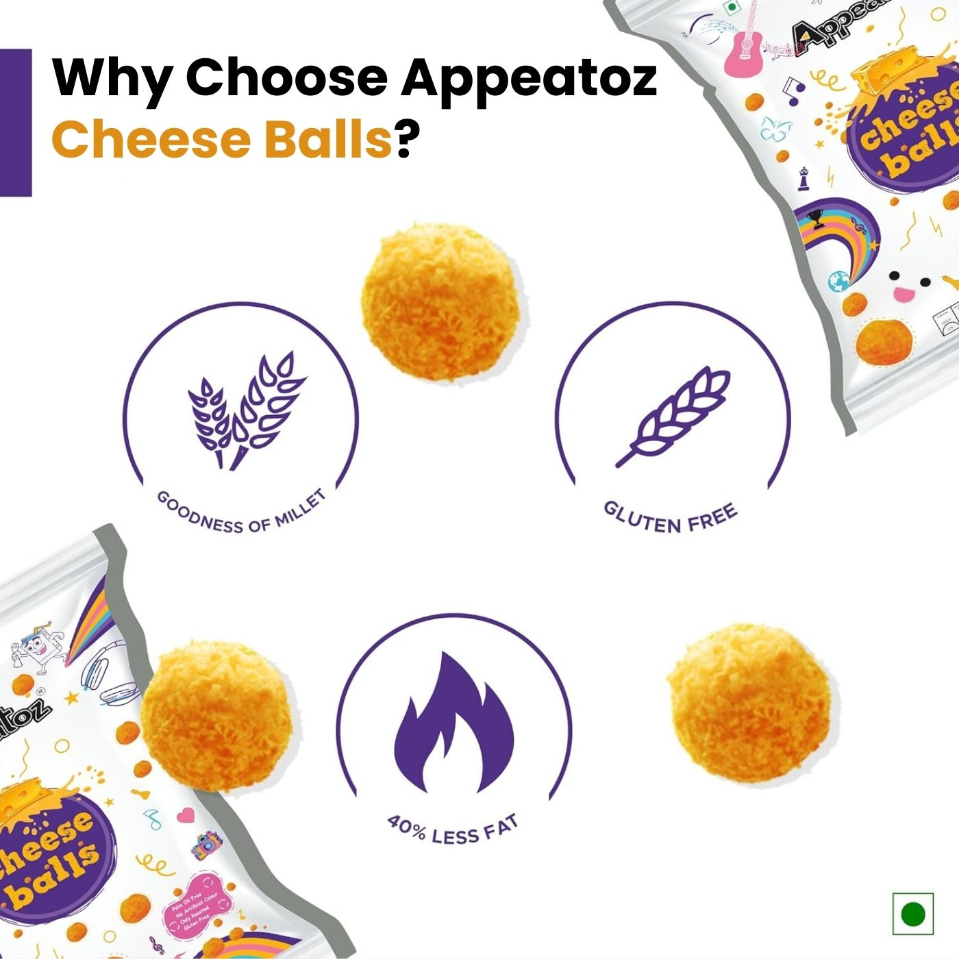 appeatoz cheese balls goodness of millet gluten free 40 percent less fat