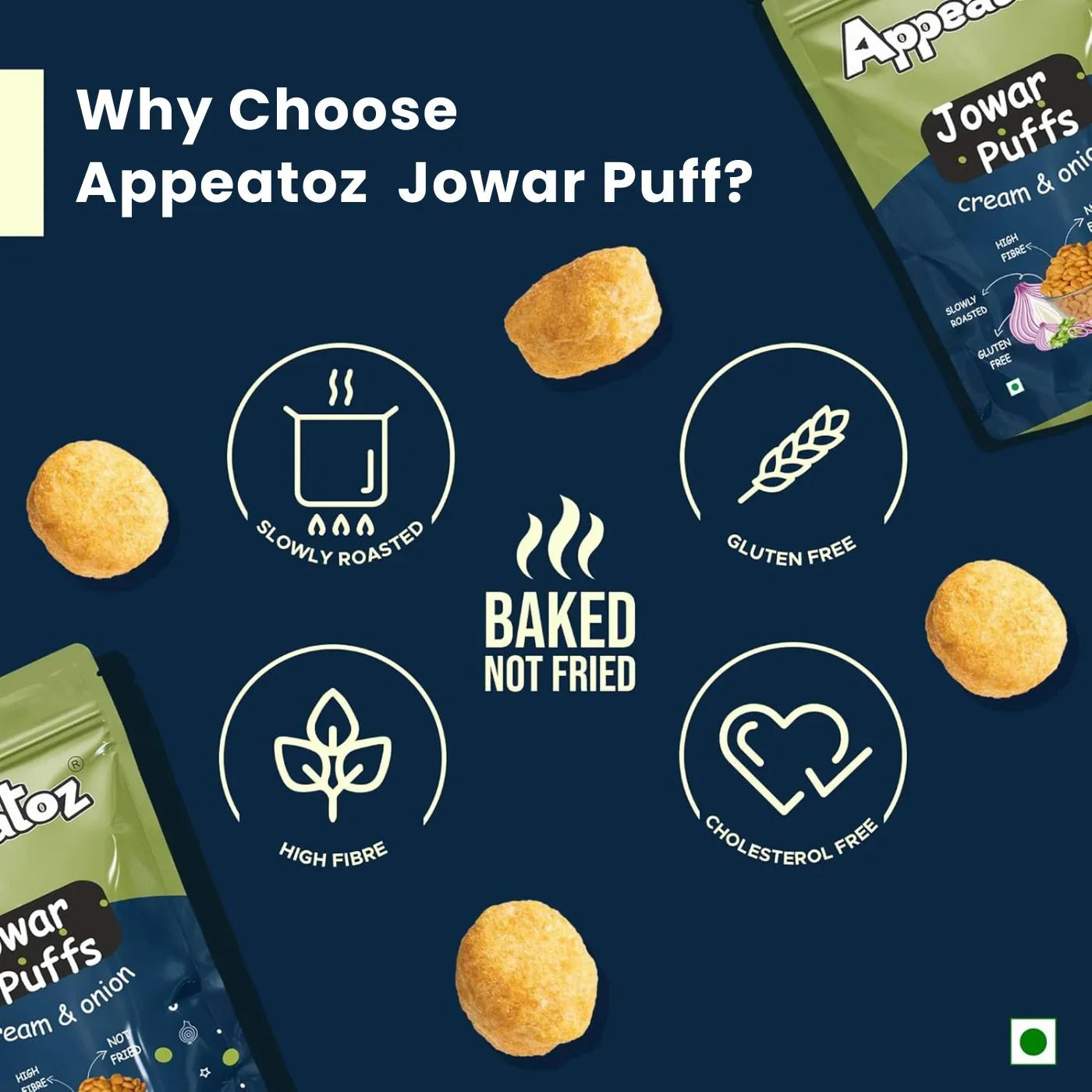 appeatoz cream and onion jowar puffs baked not fried gluten free high fibre