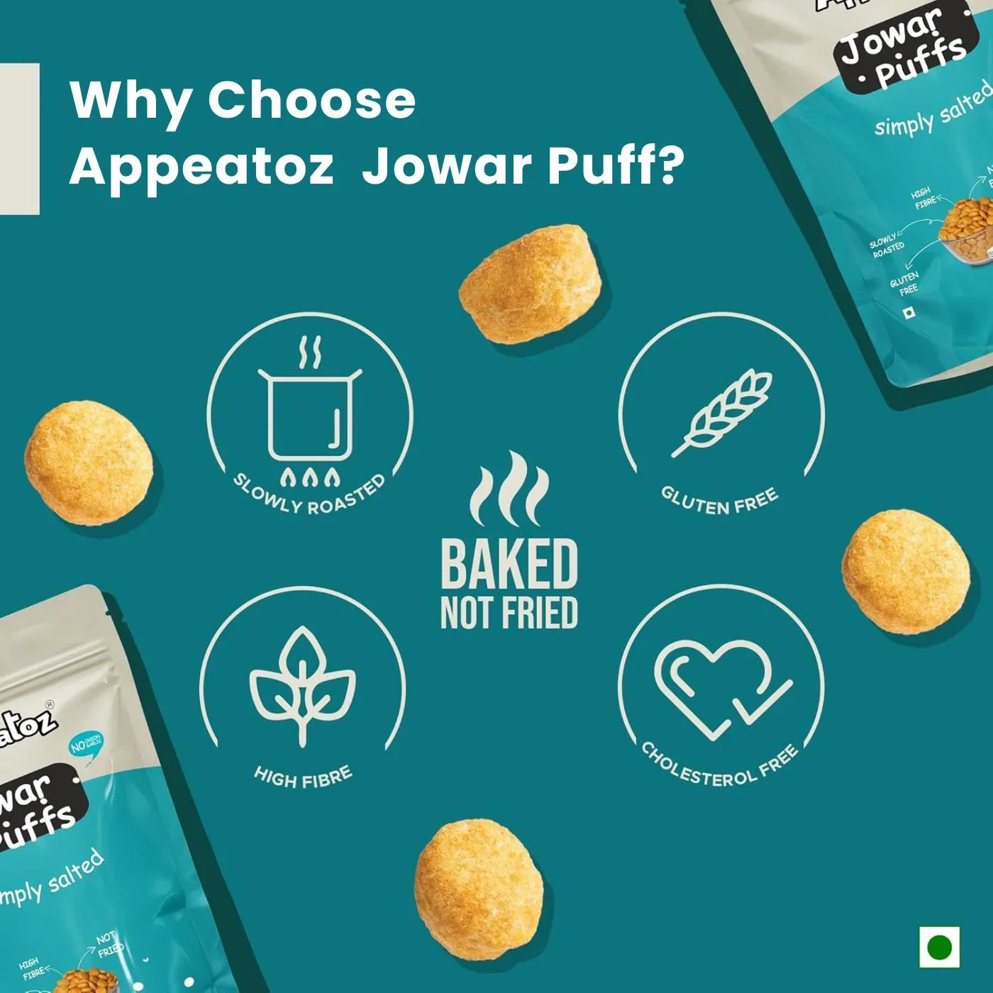 appeatoz salted jowar puffs baked not fried gluten free high fibre