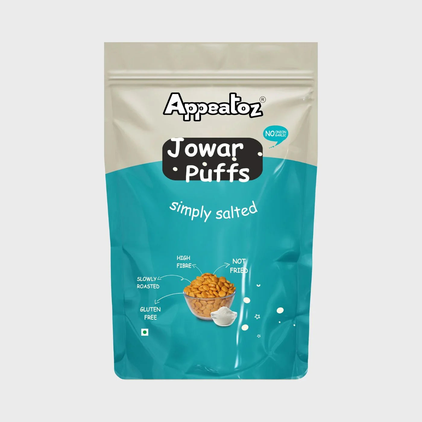 jowar puffs salted front view showing packaging and flavor
