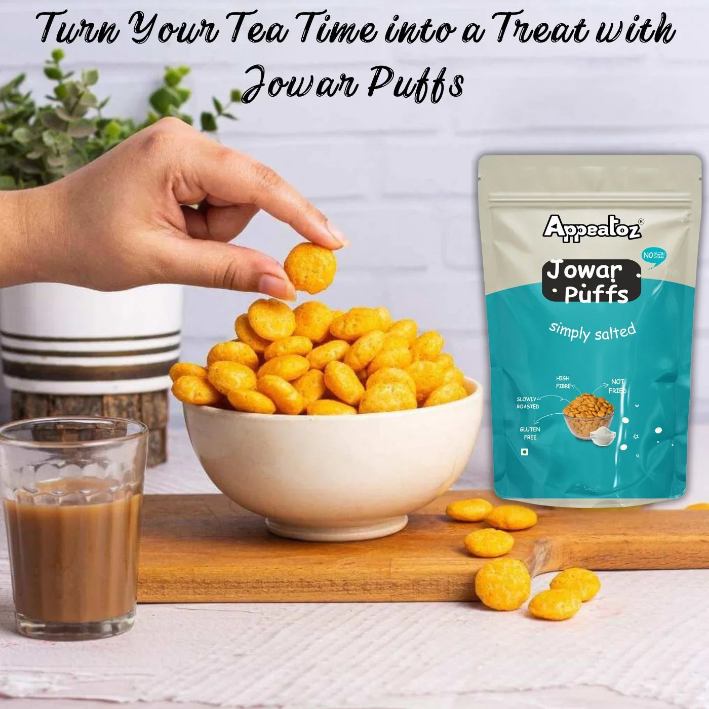 jowar puffs salted flavor with tea
