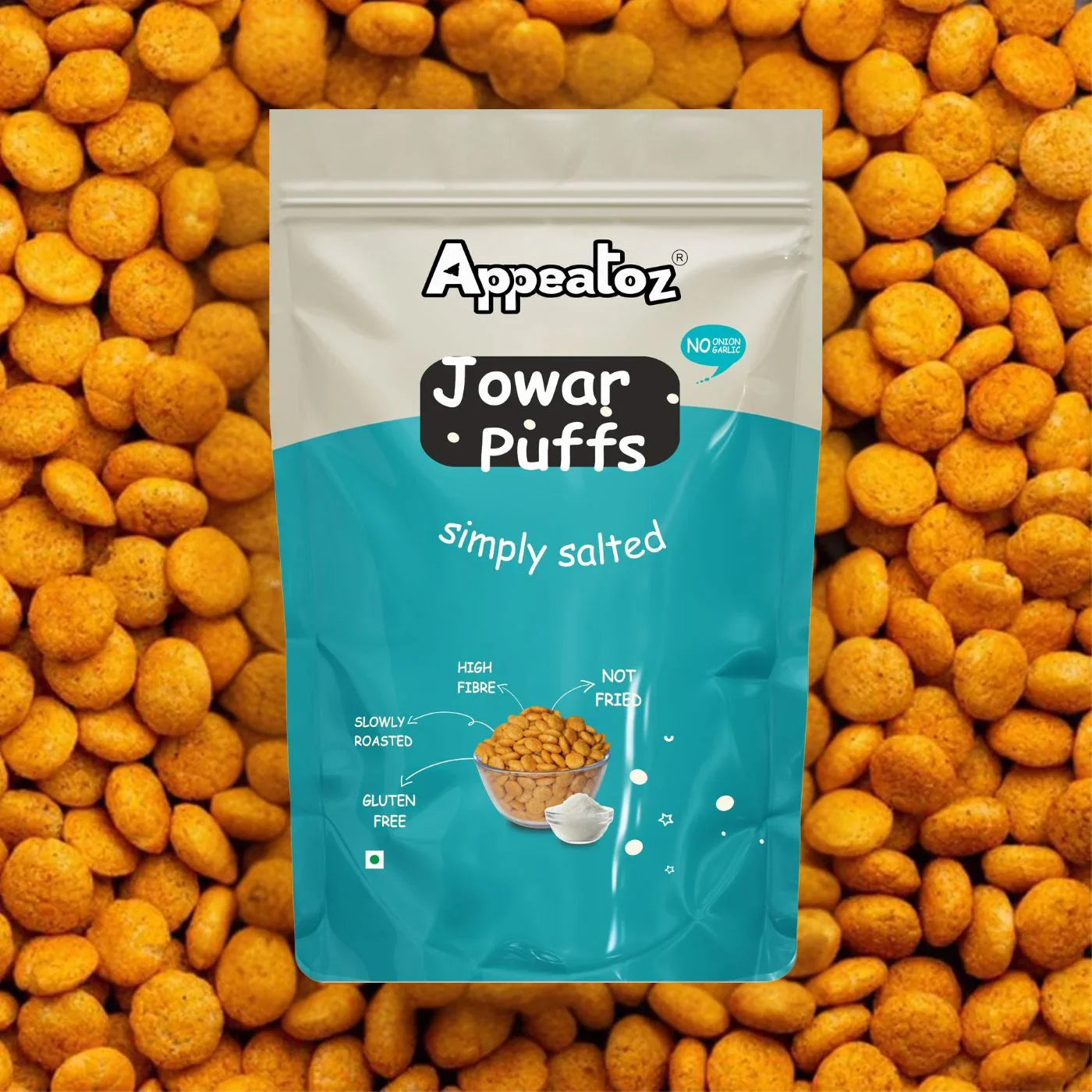 jowar puffs salted with background showing ingredients
