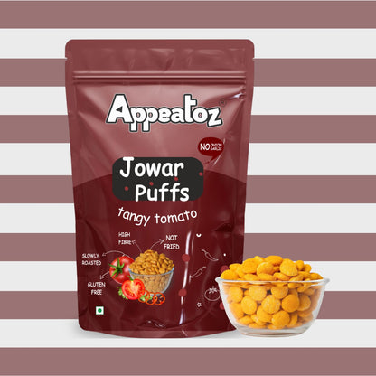 serving jowar puffs tangy tomato in a bowl
